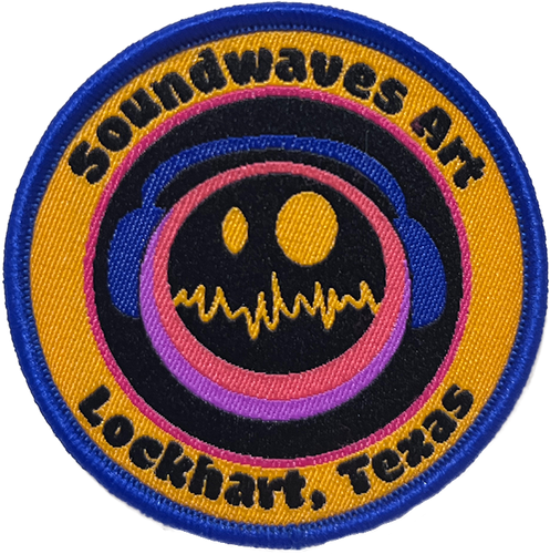 Soundwaves Smiley Patch Round Blue Border