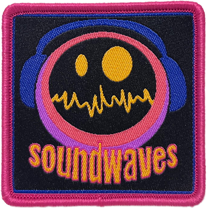 Soundwaves Square Pink Border